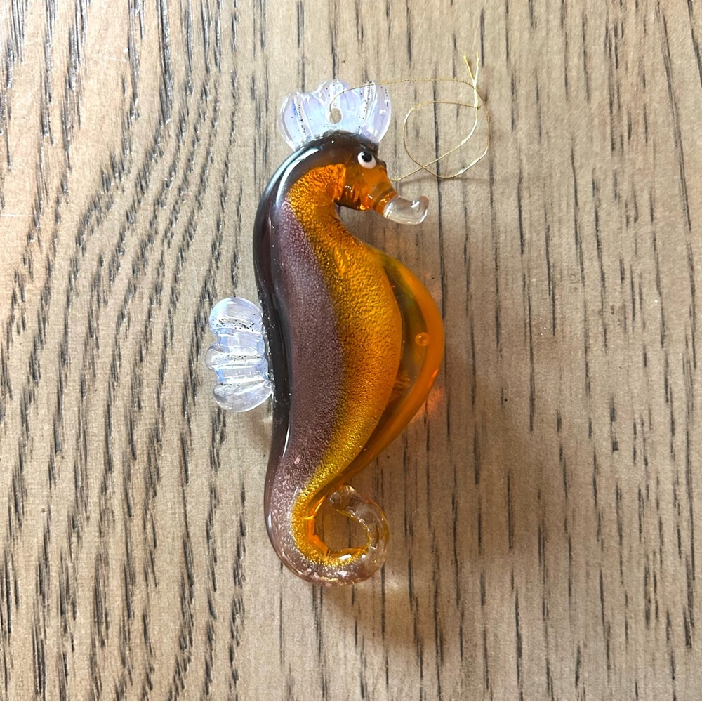 Hand Blown Glass 4” Seahorse Hanging Figure